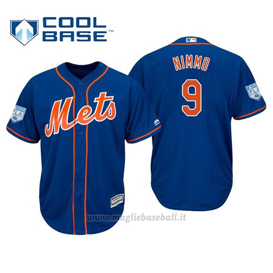 Maglia Baseball Uomo New York Mets Brandon Nimmo Cool Base Entrenamiento De Primavera 2019 Blu
